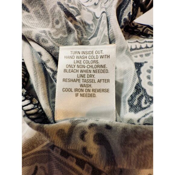 Established 1962 Paisley Tassel Peasant Top 1X Boho Long Sleeve Tunic Blouse - Picture 5 of 6